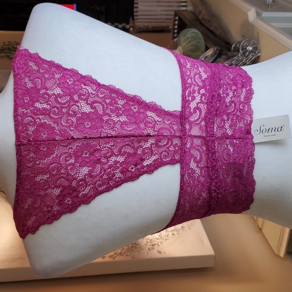 SOMA 💖NWT💖 Size Large Bralette Lace Racerback "Magenta" Color! 💖💖💖 - Picture 2 of 13